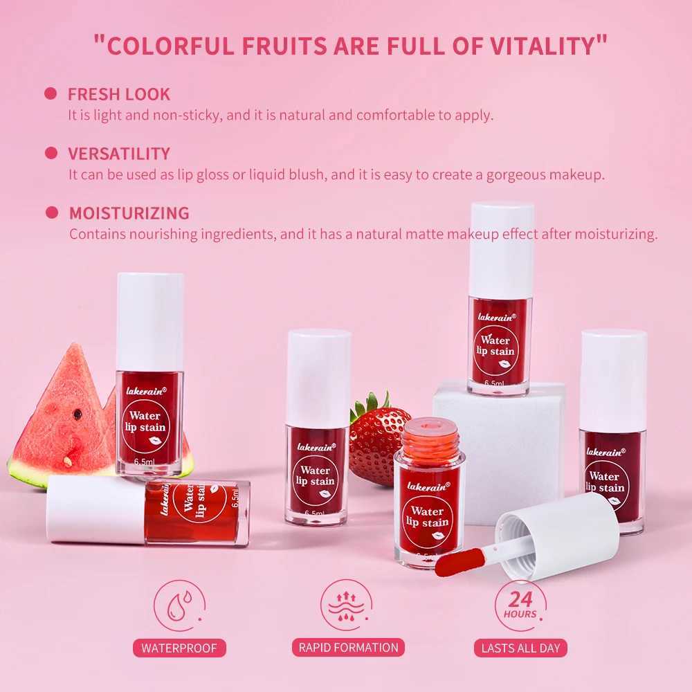 6Colors Water Lip Stain Moisturizing Lip Glaze Long Lasting Lip Ink Face Lip Dual Purpose Waterproof Liquid Cosmetic MakeupW250219