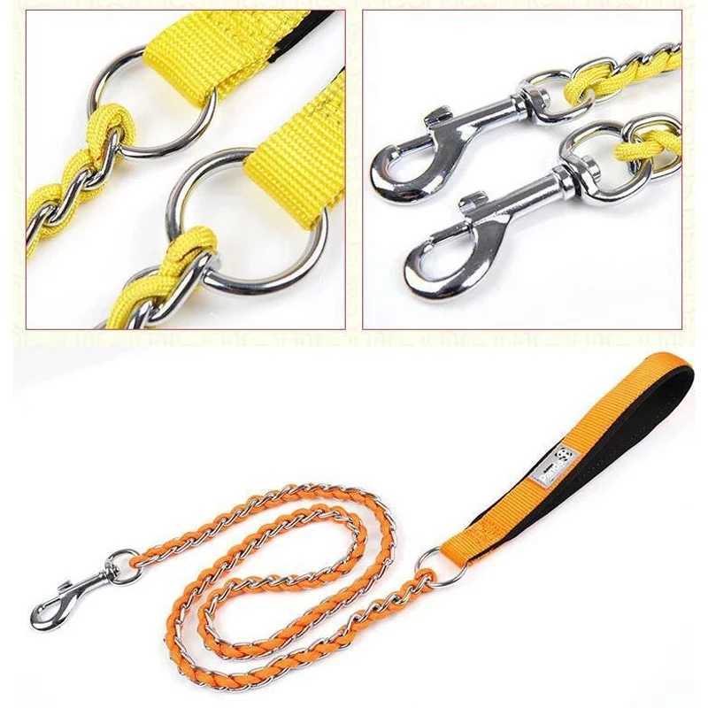 Anti bite breakage Pet dog chain Walking Dog Leash With Continuous Bite Resistance P-Chain P-Shaped rope Collar Pet Dog SupplieXJ250218
