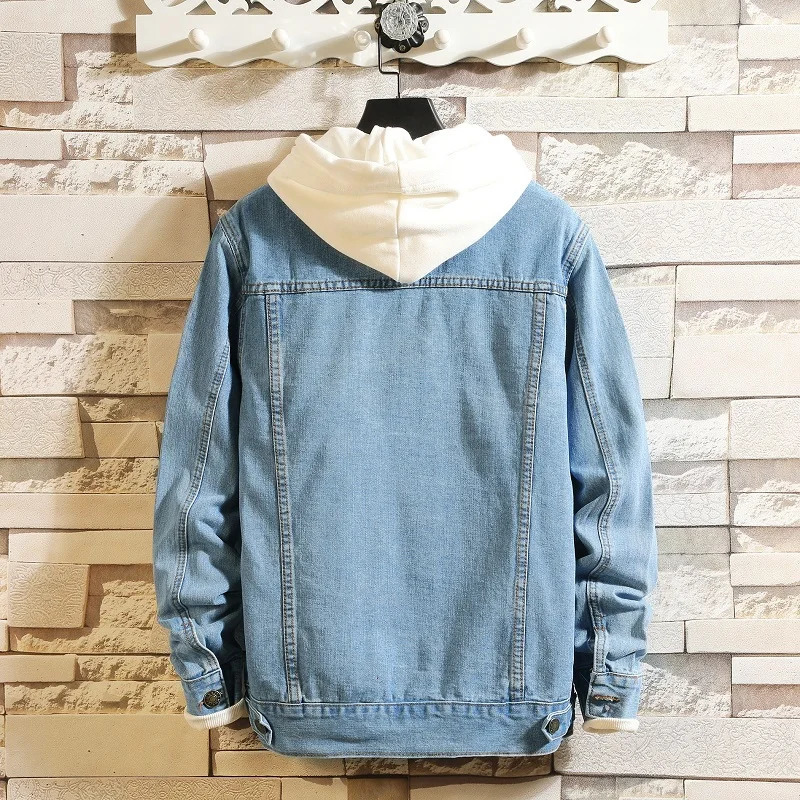 Blue Mens Denim Jacket Singlebreasted Lapel Coat Fashionable Casual Tops Black and Light Can Be SelectedM5XL 250214