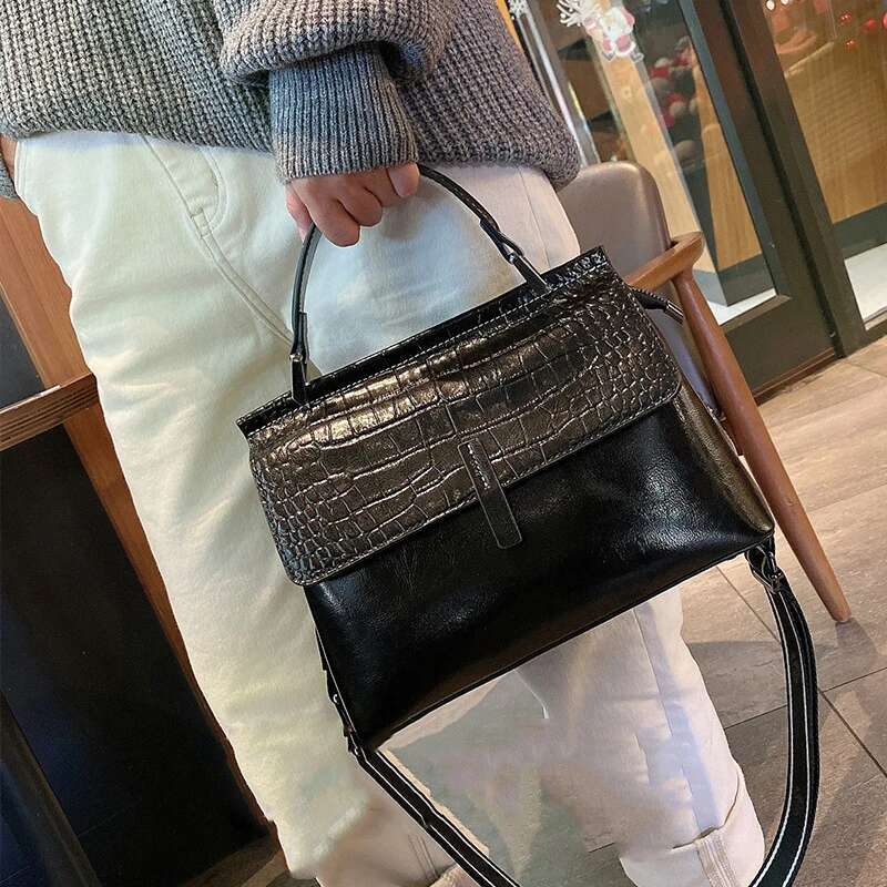 Burminsa Cowhide Genuine Leather Shoulder Bags For Women 2025 Designer Crossbody Purses Satchel Work Tote Ladies Handbags