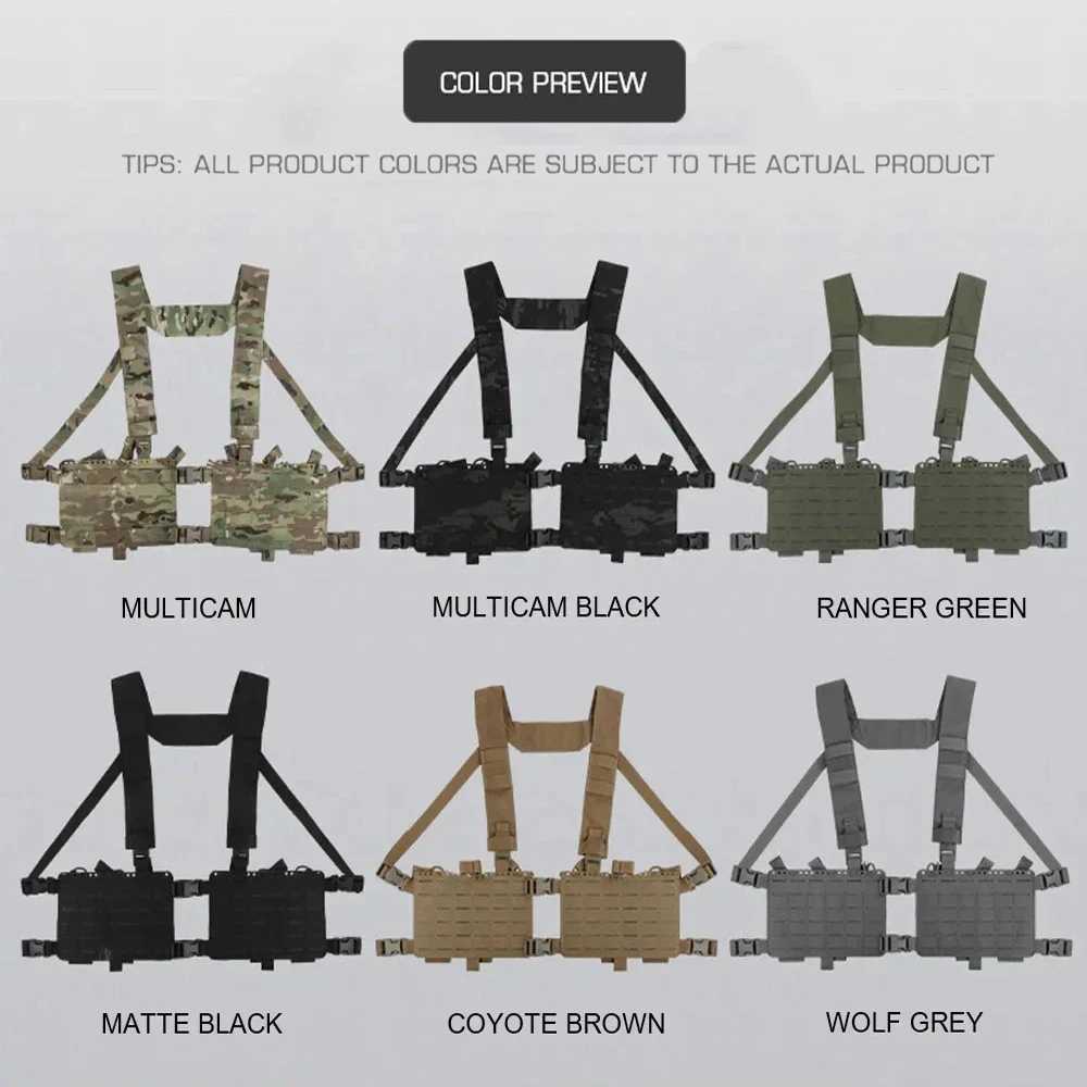 Tactical Chest Rig Vest Laser Cut Molle System Magazine Pouch Hunting Split Front Chest Rig Airsoft Shooting EquipmentXJ250219