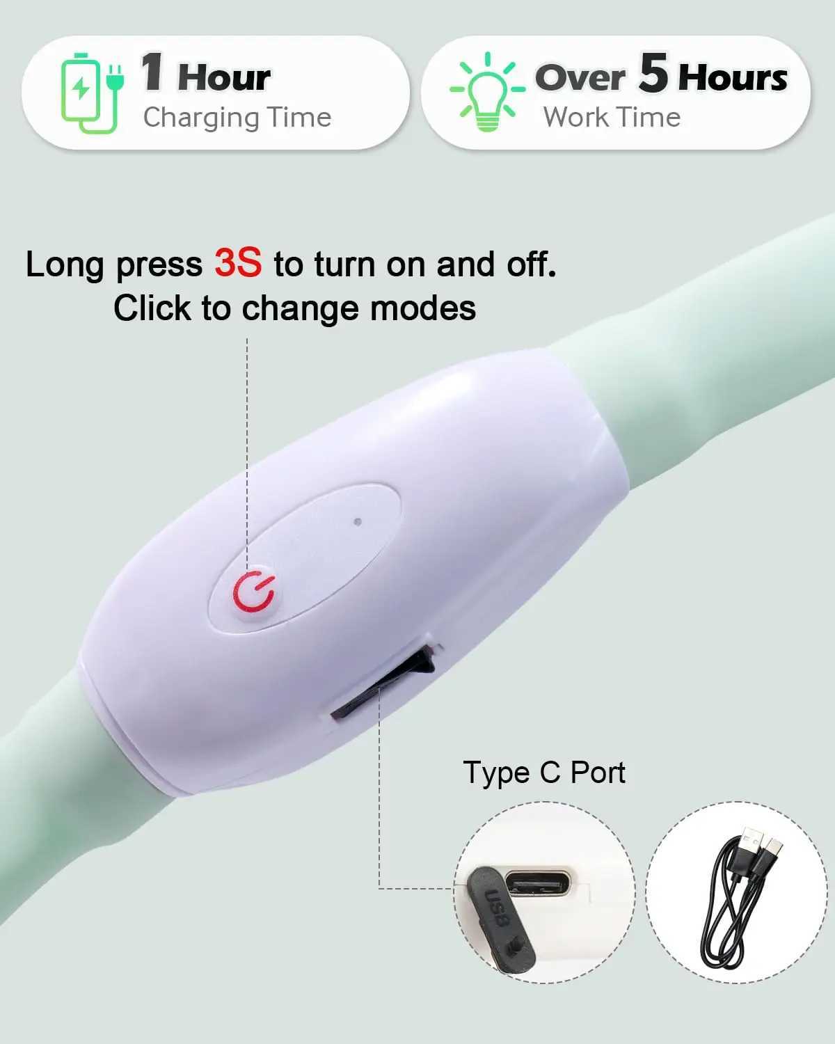 Lightweight USB Rechargeable Collar for Large Medium and Small Dogs Glowing Dog Collar 9 Flashing Modes Soft Silicone Glowing W250219