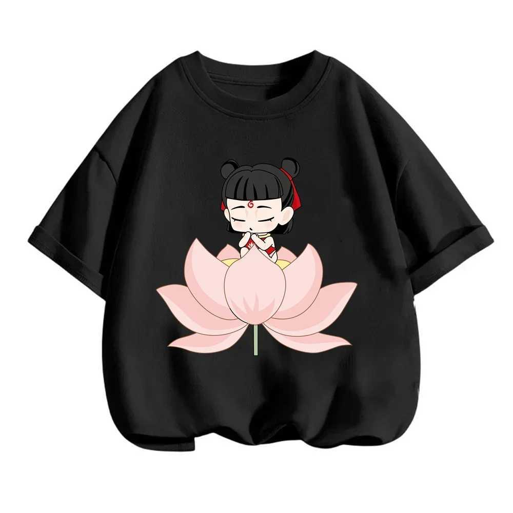 Adorable Summer T-Shirts for Boys Girls Nezha from Chinese Mythology in Q-Version Prints Cute and Fitted O-Neck Tops for Kids M250219