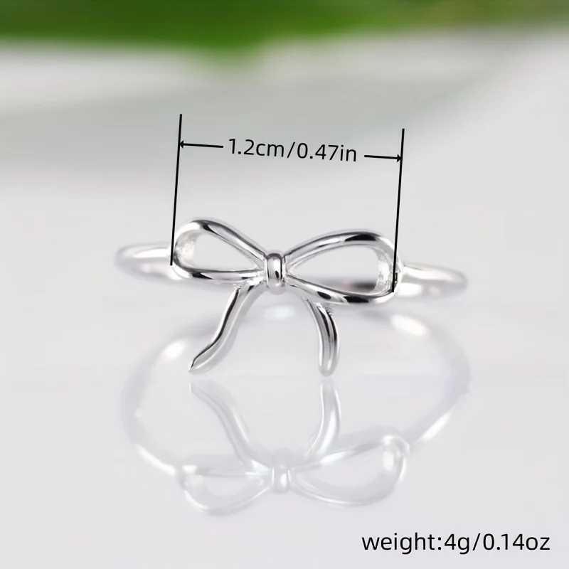 Luxury Fashionable Minimalist Bow Finger Silver Color Ring for Women Trendy Brand Design Party Fashion Girlfriend GiftsXJ250219