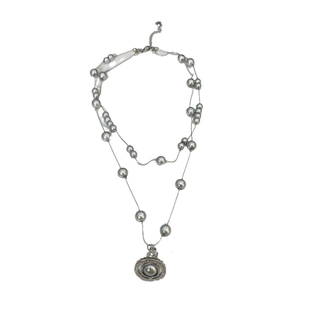 Star stacked pearl for women, light , niche design, high-end feeg, starry sky, double layered collarbone chain, neck chain necklace accessory