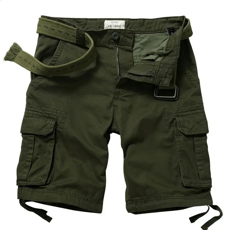 summer Korean style army green cargo shorts men loose washing Multi-pocket army tactical cargo shorts for men size 29-42 250218