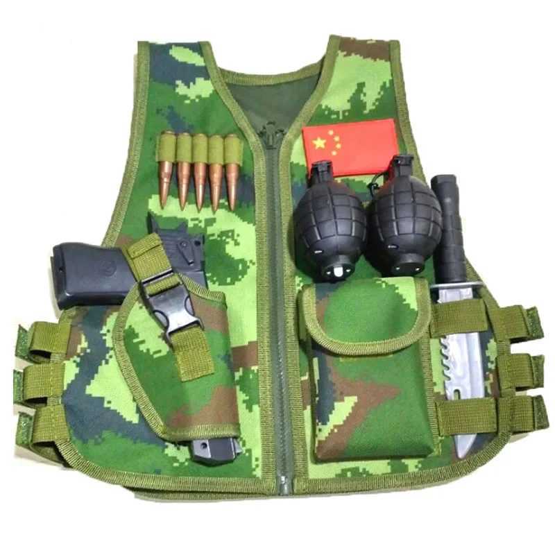Children Army Camouflage Vest Tactical Military Sniper Waistcoat Hunting Uniform Jungle Combat Clothing CS Game Vest for kidsXJ250219