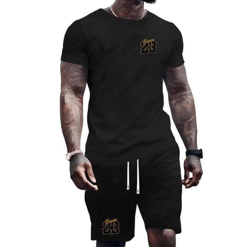 2024 Summer Fashion Mens Sportswear T-shirt Shorts Set Casual Short Sleeve Set Jogging Fitness Clothing Brand ClothingXJ250218
