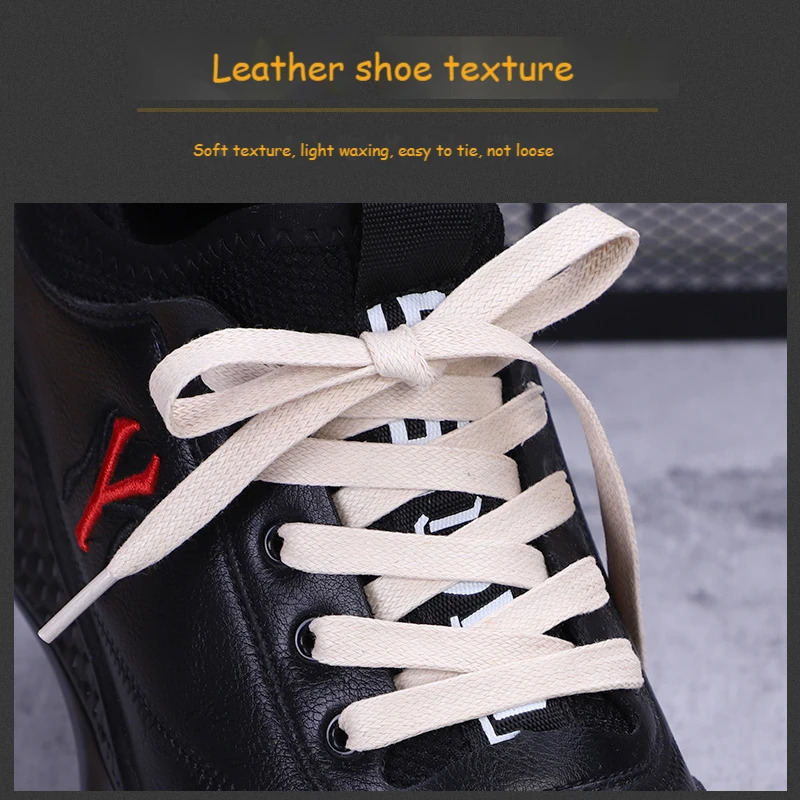 1Pair Waxed Cotton Shoelaces 8mm Width Flats Waterproof Shoe laces Unisex Boots Casual Sneakers Shoelace Leather Laces Shoes 250219