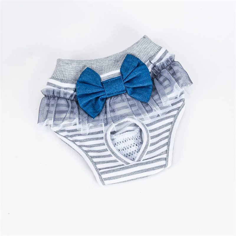 Adorable Cartoon Design Pet Sanitary Panty with Lace and Bow for Small Dogs - Multipurpose Menstrual Diaper