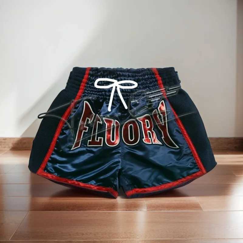 Childrens flexible Muay Thai embroidered patch boxing shorts W250219