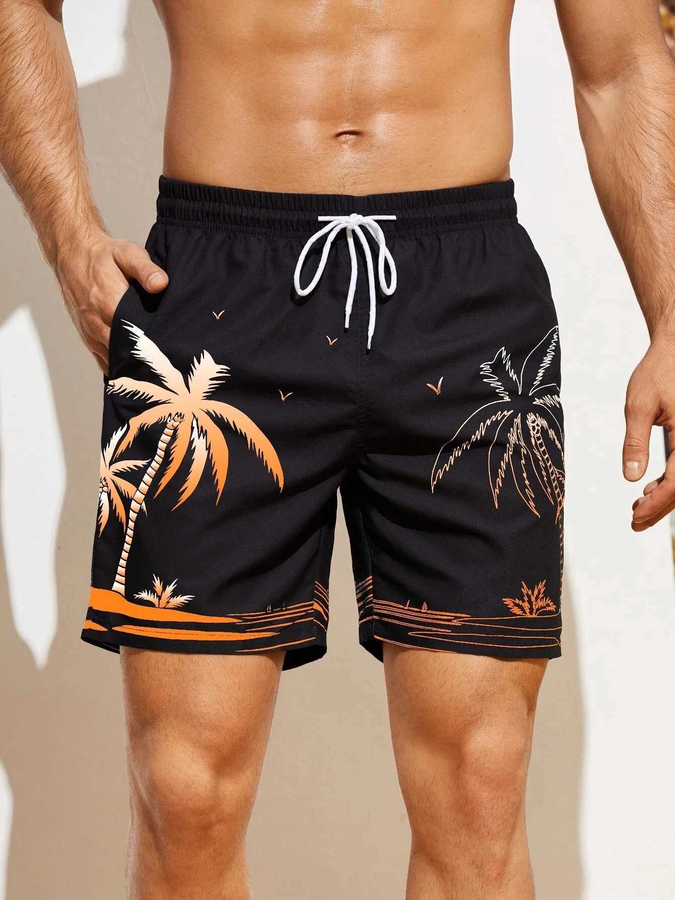 Mens quick-drying Hawaiian shorts with floral and leaf print 3D beachwear soft loose casual novelty summer novelty shorts W250219