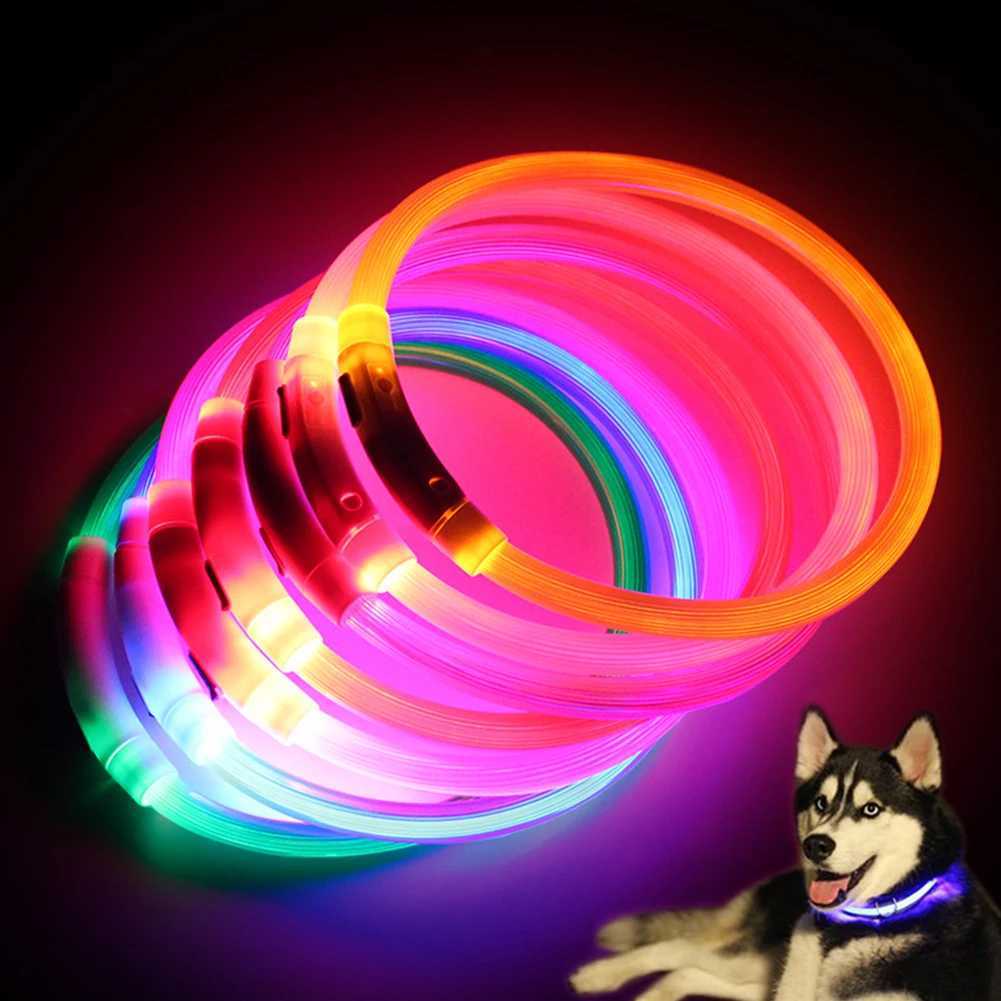 Mini Safety Dog Collar Pet Supplies Anti-lost Rechargeable LED Night Flashing Luminous USB Charging Pet Dog Puppy Neck Collar W250219