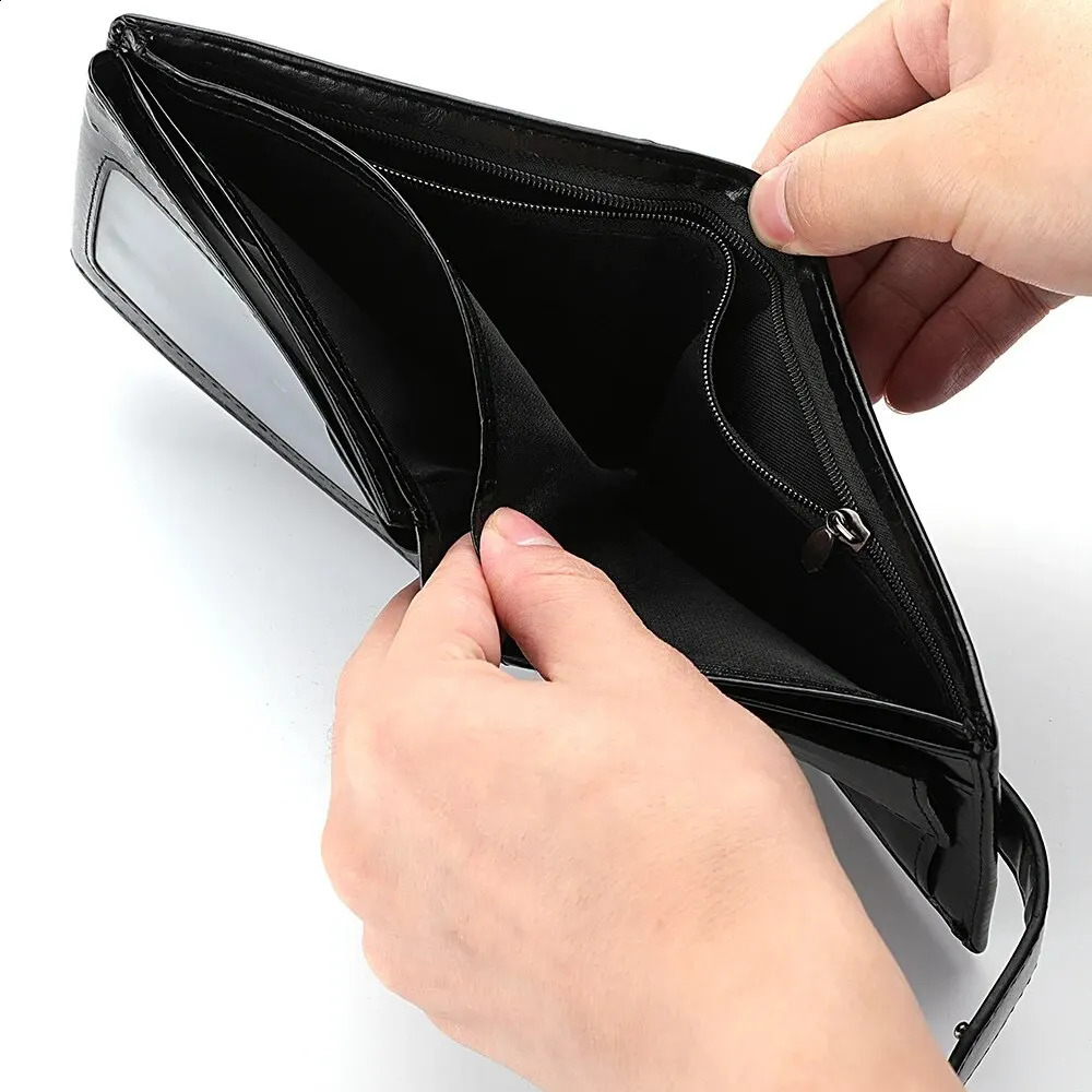 Mens Wallet Large Capacity MultiFunction Short Multislot Zipper Coin ID Credit Card Holder 250218