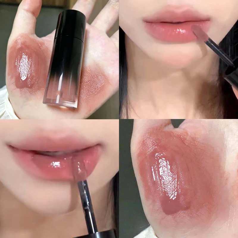 Low saturation mirror gloss lip gloss mirror Russet liquid lipstick moisturizing lip color natural nude lip makeupW250219