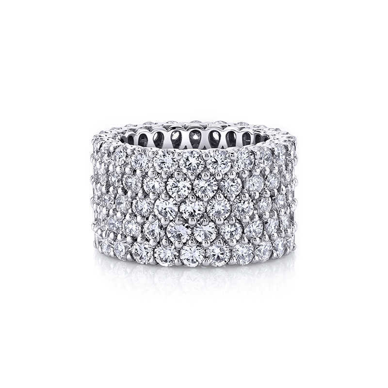 Luster Jewelry S925 Sterling Silver D Color Flawless GRA 5 Row Tennis Moissanite Band Eternity Rings