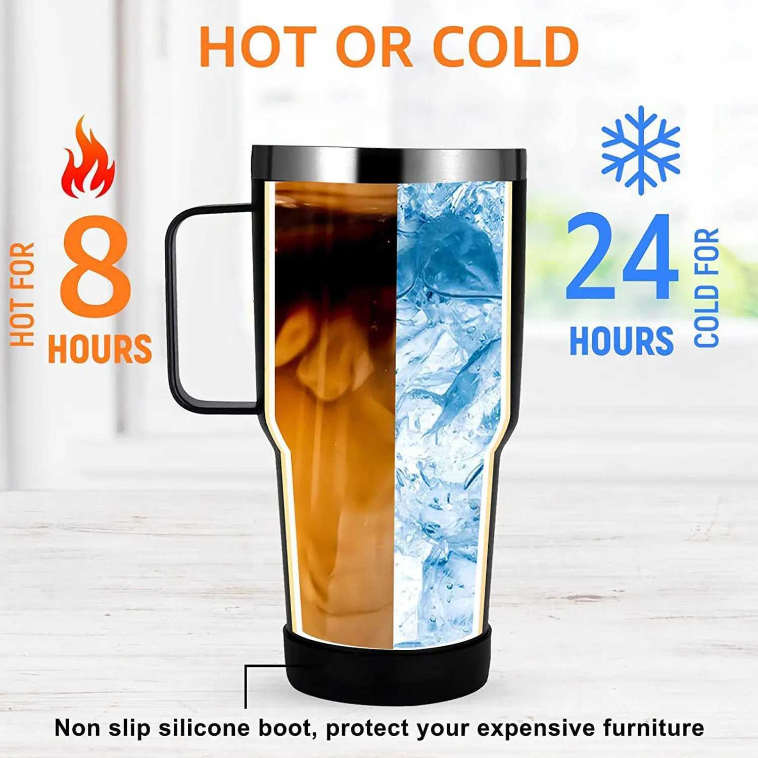Insulated Tumbler with Hanlde 1200ml Metal Stainless Steel Vacuum Portable Straw Cup Large Thermal Mug for Hot and Cold Coffee C251114