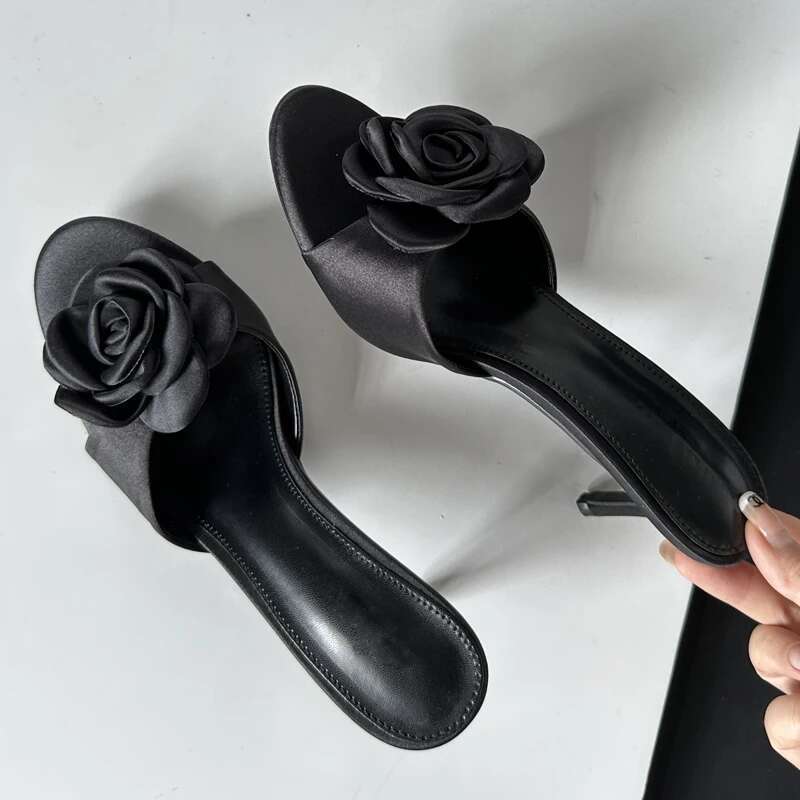 2025 Summer Fashion wer Woman Slippers Thin Low Heels Party Stripper Ladies Mules Slides atos Mujer