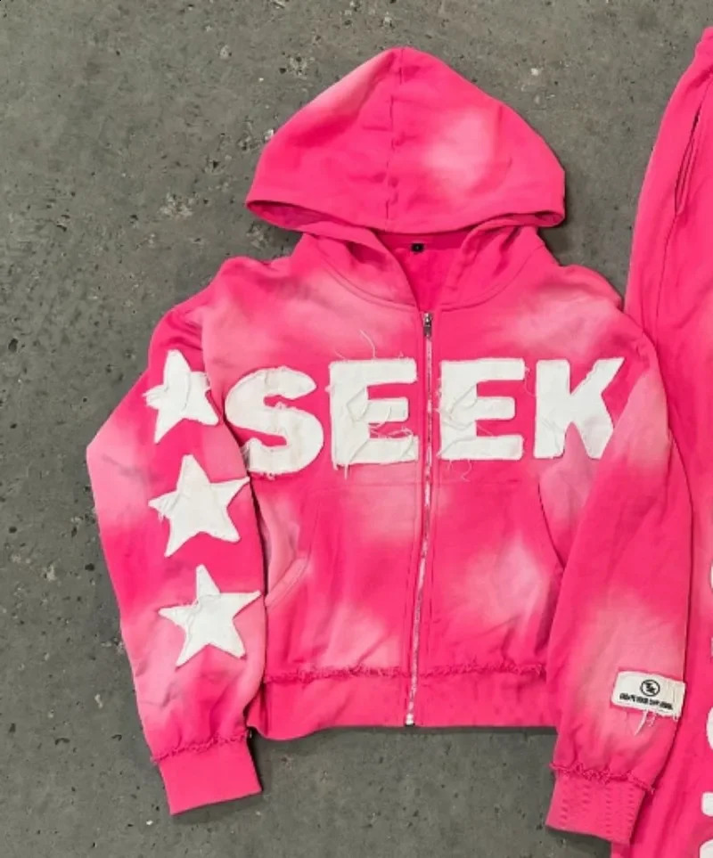 Y2K letter five-pointed star patch embroidery high quality oversized hoodie women aesthetic versatile fashion hip-hop sweatshirt 250218