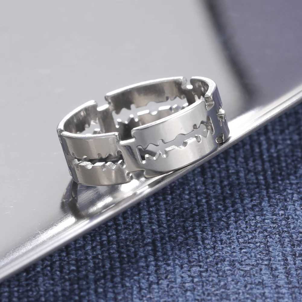 COOLTIME Stainless Steel Blade Rings for Men Women Punk Hip Hop Rock Silver Color Couple Ring Fashion Jewelry Gift WholesaleXJ250219