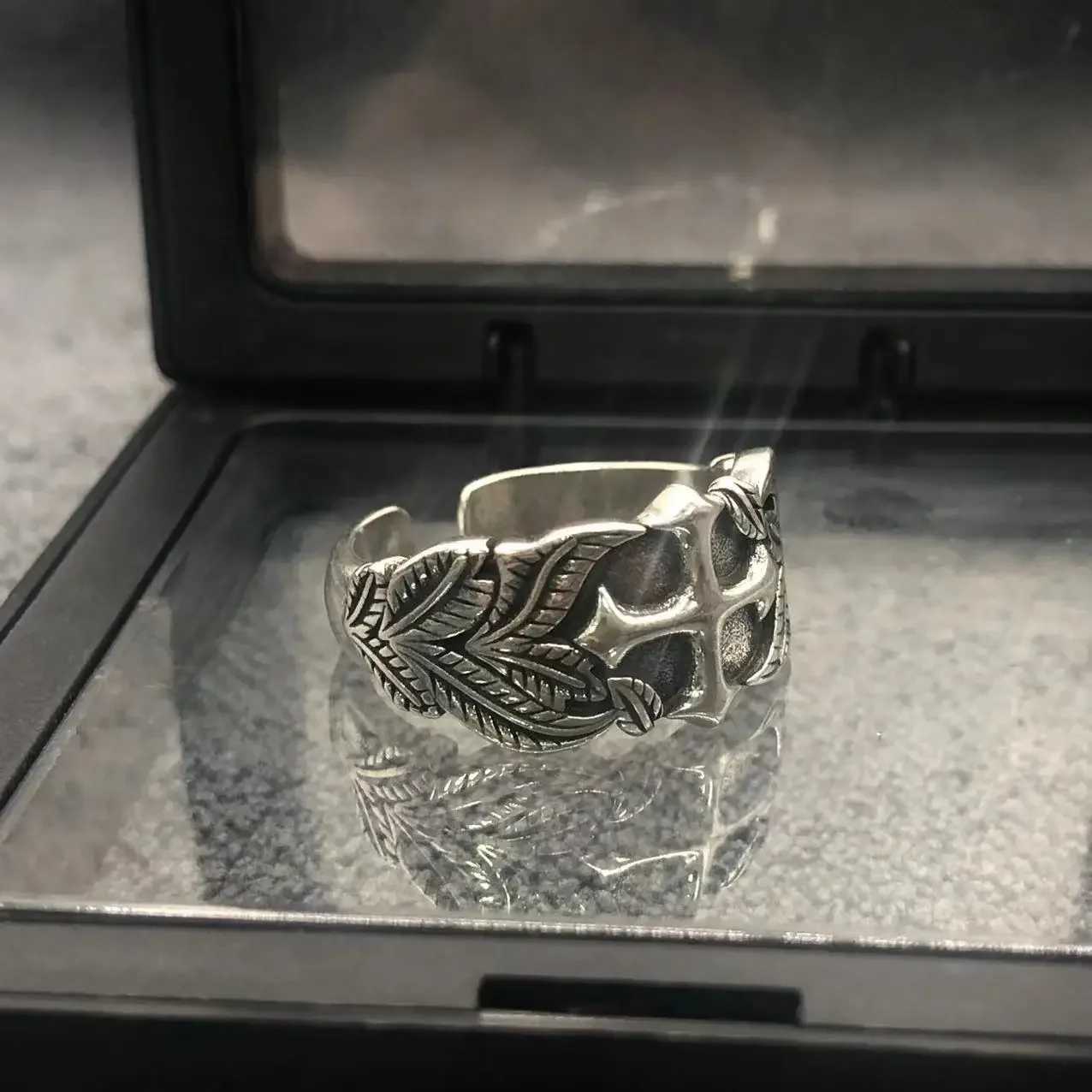 Punk Hip Hop Style Fashion Cross Thai Silver Ring Vintage Personalized Open RingsXJ250219
