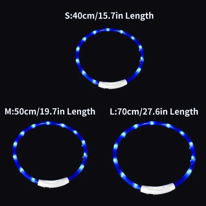 LED Pet Dog Collar USB Charge Collar Detachable Glowing Necklace Light Flashing Dogs Collars Anti-Lost Dog Night Safety Collar W250219