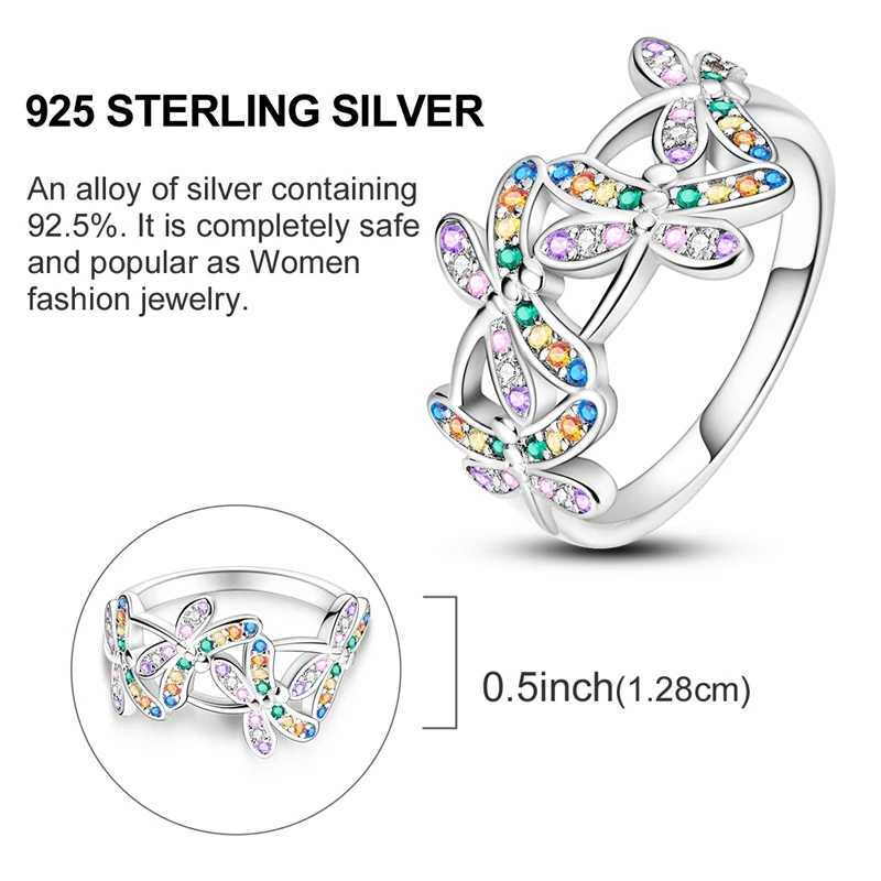 Original 925 Sterling Silver Women Finger Rings for Women Silver Cocktail Ring Geometric Butterfly Round Shape Luxury JewelryXJ250219
