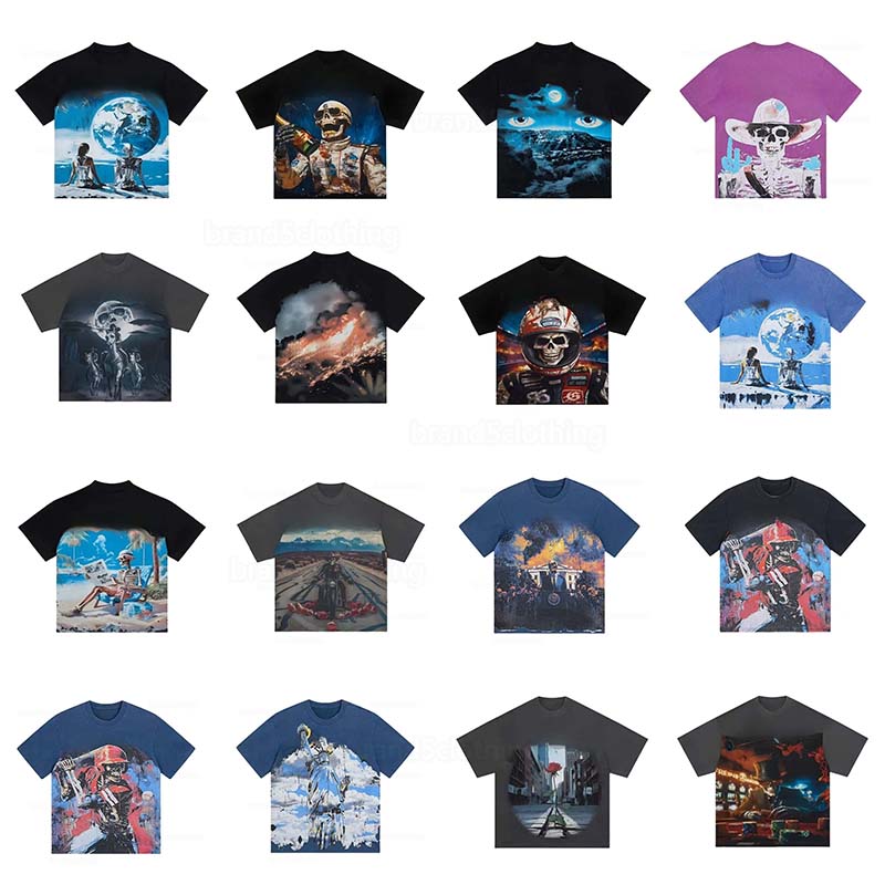 T shirt designer mens classic graphic tee men shirt vintage printed short sleeve wash water to make old short sleeve cotton couple fashionable luxury tshirt man tops