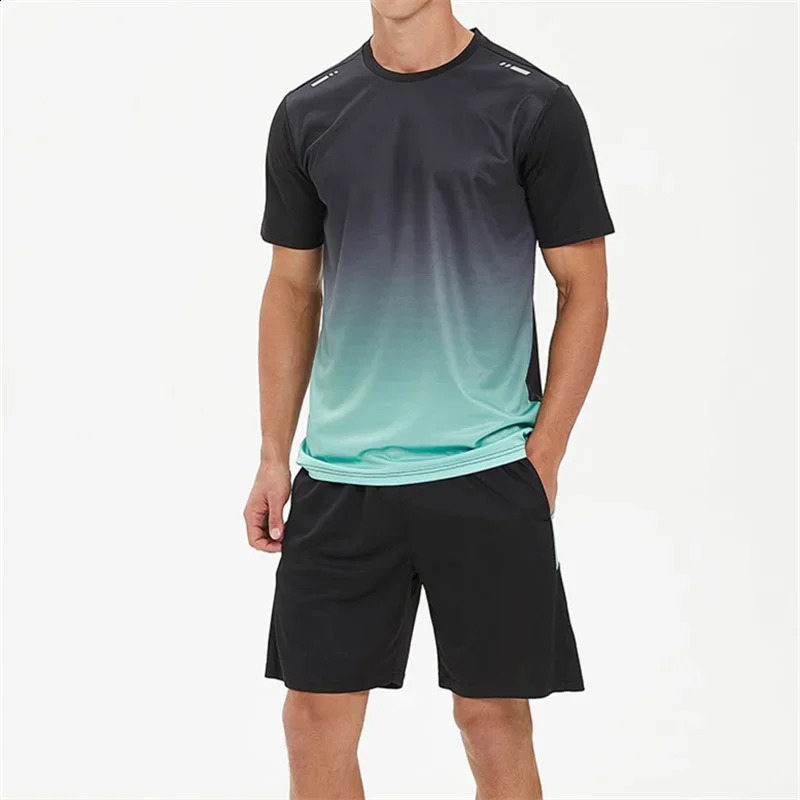 Men Sport Running Set Gym Jogging Tracksuit Golf Wear Man Quick Dry Training Sweatsuit Set 2 Piece Football Set Man Sportswear 250218