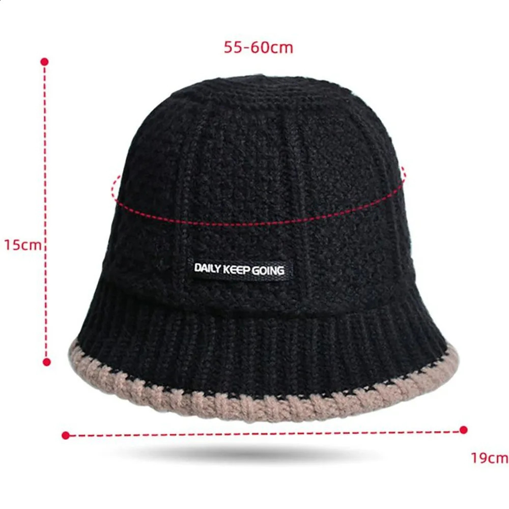 Knitted Bucket Hat Womens Autumn Cold proof Thick Fishermans Casual Warm Bean Panama 250117