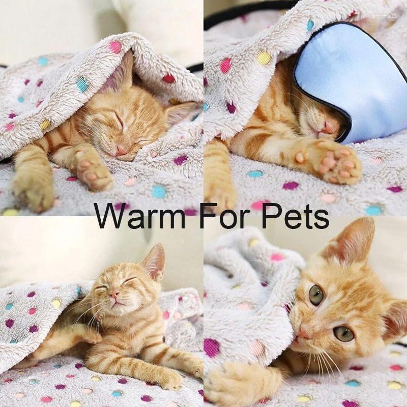 Update Soft Fluffy Pet Blanket Cute Dot Pattern Cozy Warm For Cat Dogs Bed Small Large Mat Cover Supplies