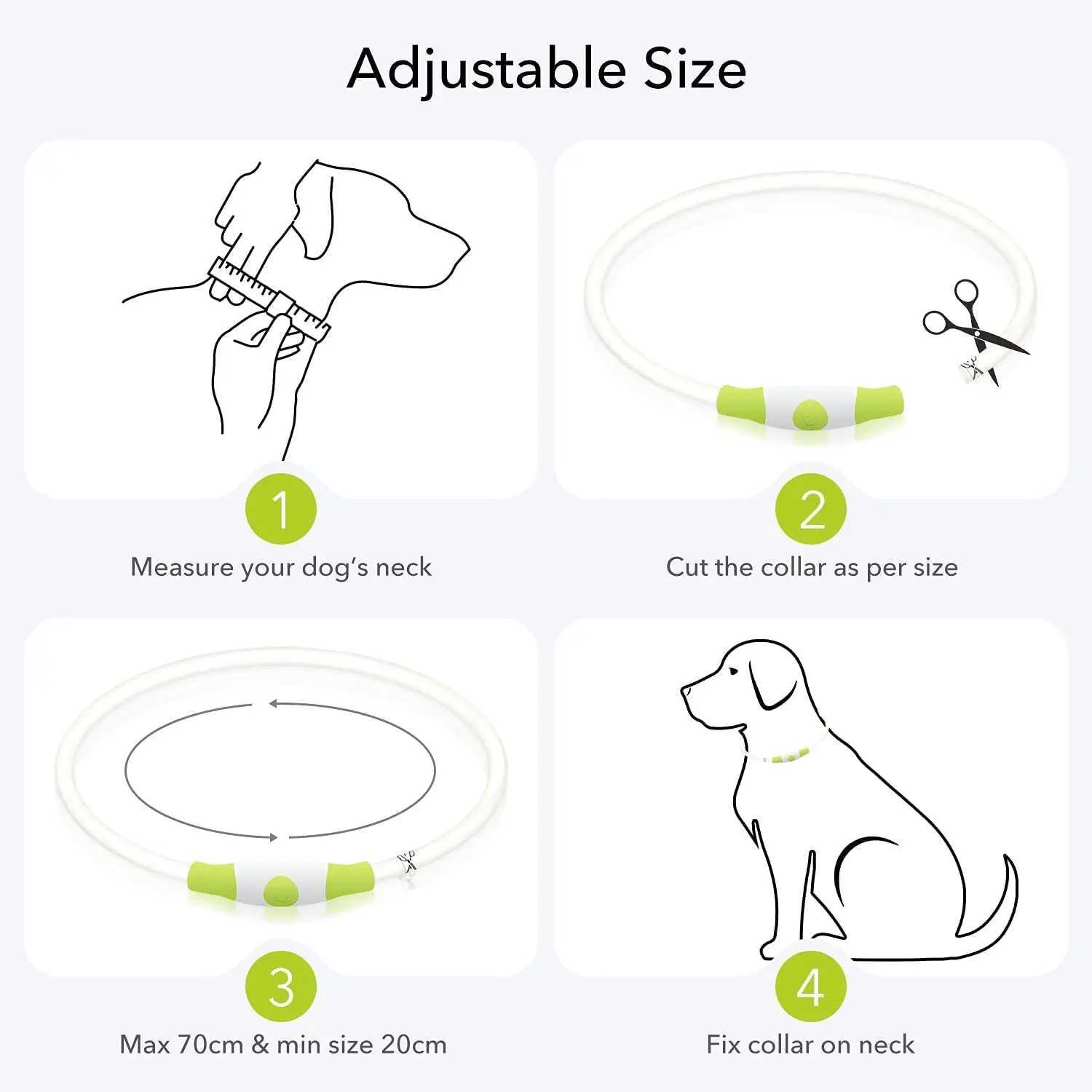 Led Luminous Dog Collar Light Rechargeable Dog Necklace Fashion Flashing DIY Glowing Safety Collar for Dogs Nighttime Walking W250219