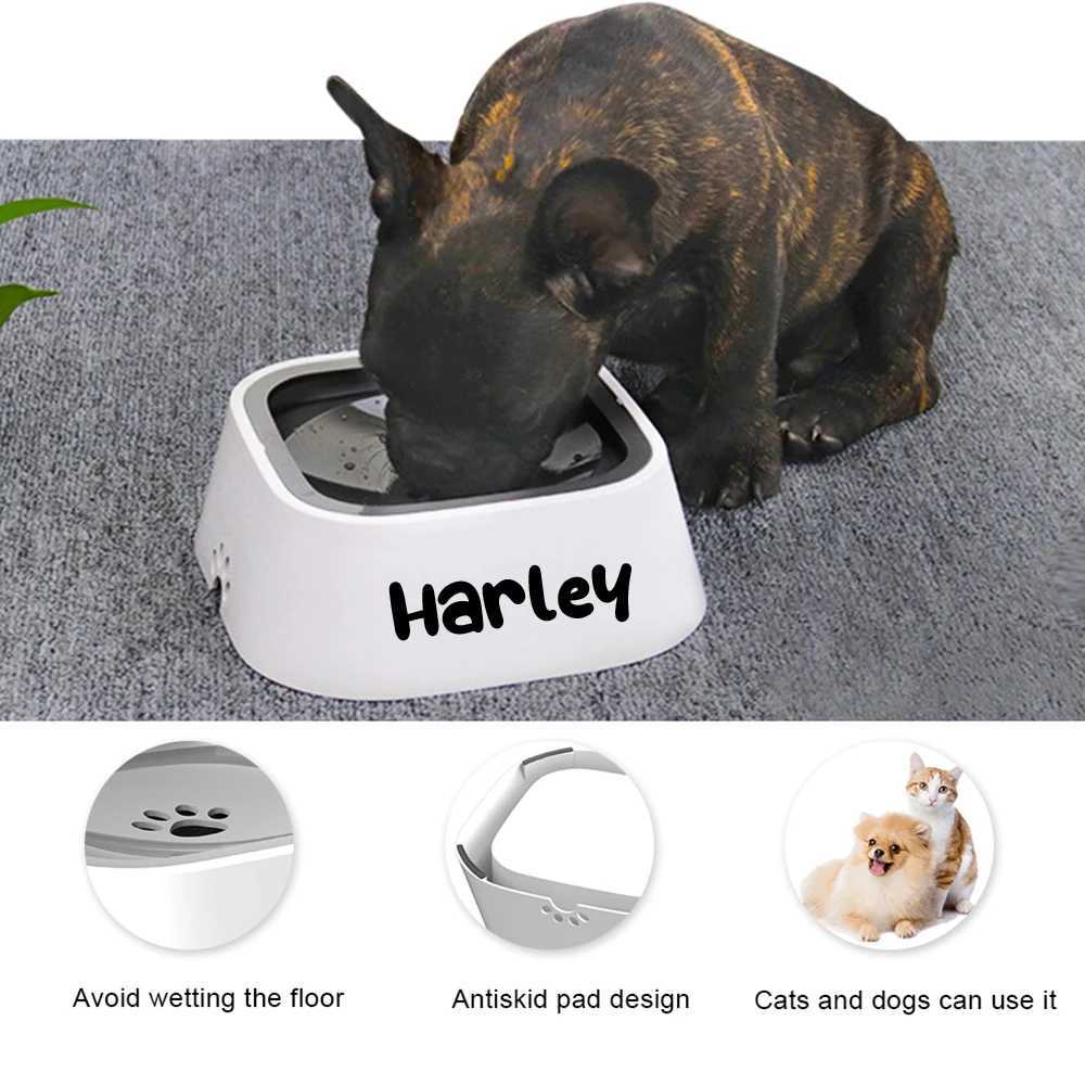Dog Feeders Custom Dog Drinking Water Bowl No Spill Floating Non-Wetting Mouth Cat Slow Anti-Overflow Water Feeding Dispenser Large Capacity H250218