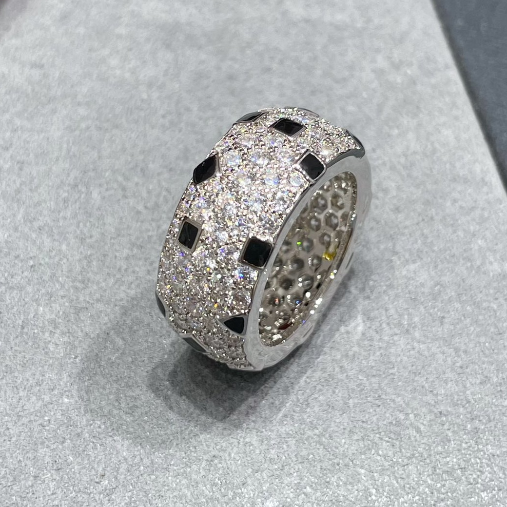 Designer leopard spots ring panthere wide rings for women US size 678 inlaid moissanite counter quality 041