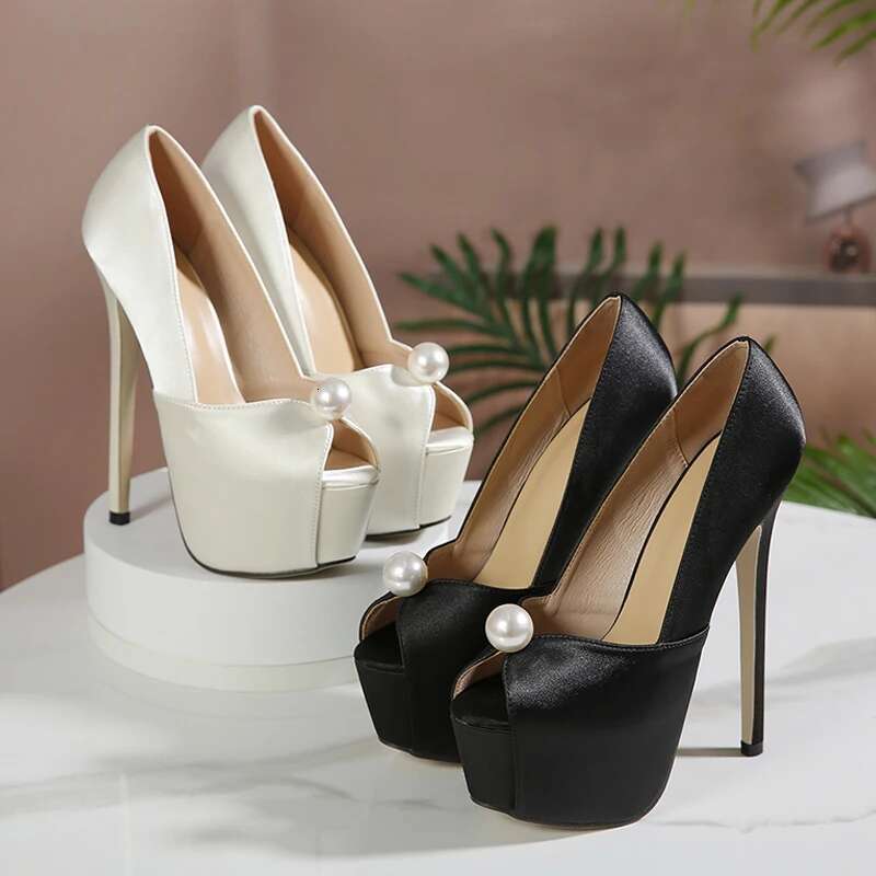 2025 Fashion String Bead Platform Pumps Women High Stiletto Heels Peep Toe Party Stripper Shoes atos De Mujer