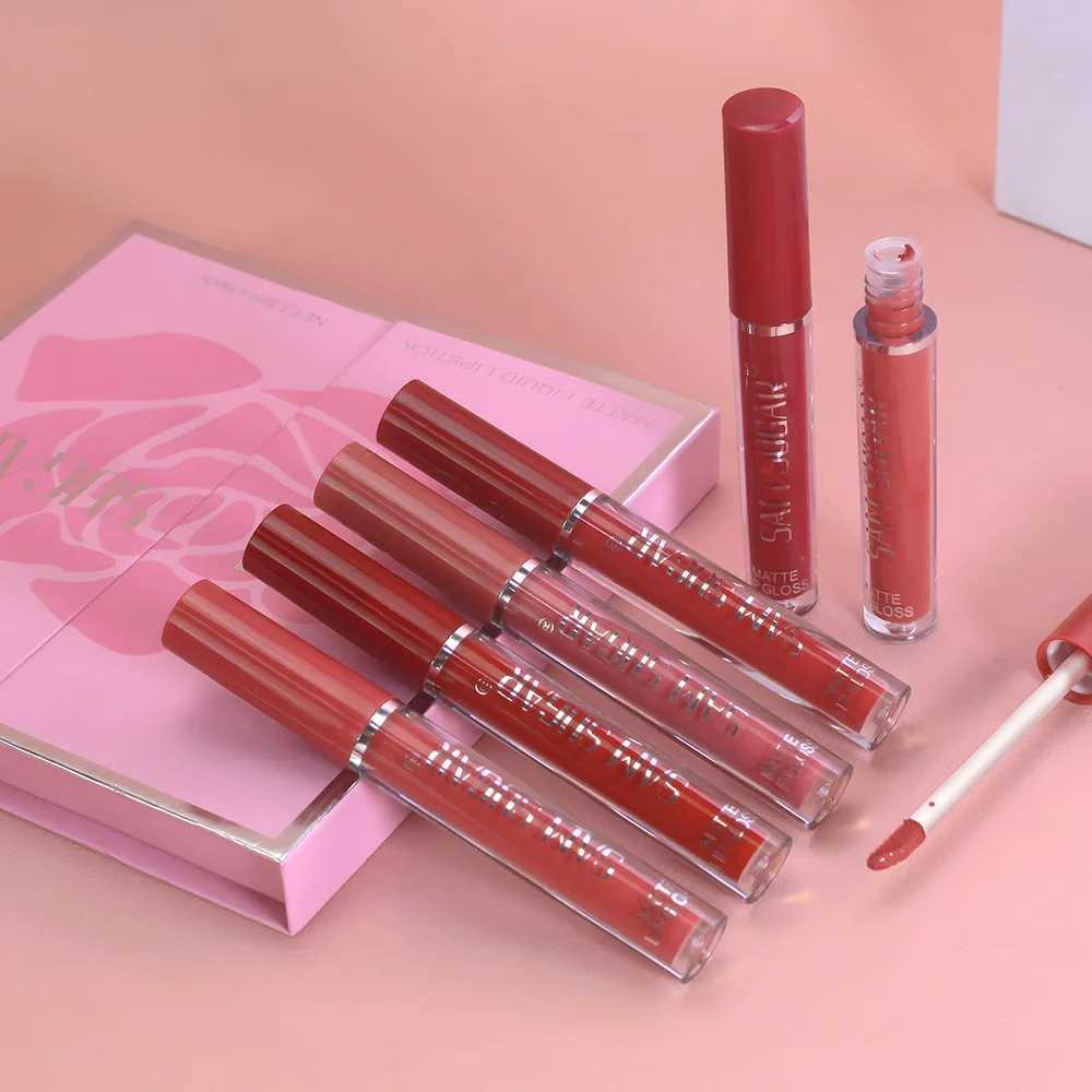 6-color/set matte long-lasting non-stick cup lip gloss set hold makeup show color lip glaze waterproof velvet Liquid lipstickW250219