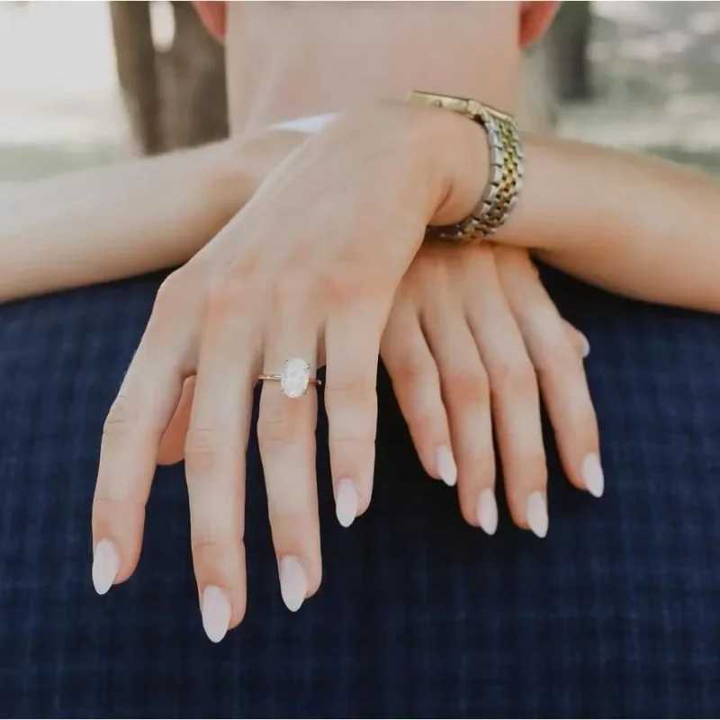 Engagement Rings Oval Cut Solitaire Cubic Zirconia Wedding Promise Rings Womens Wedding RingsXJ250219