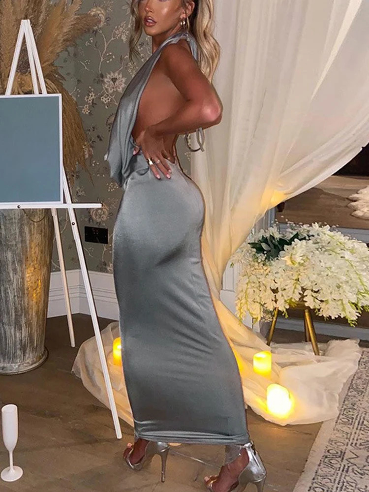 Dulzura Autumn Women Halter Backless Midi Dress For Women Bodycon Sexy Party Elegant Outfits Evening Birthday Clothes Y2K 250218
