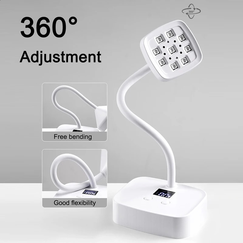 Rechargeable UV LED Nail Lamp for Gel Nails Polish 360° Bendable Professional Manicure Mini Light with Auto Sensor Fast Drying 250214