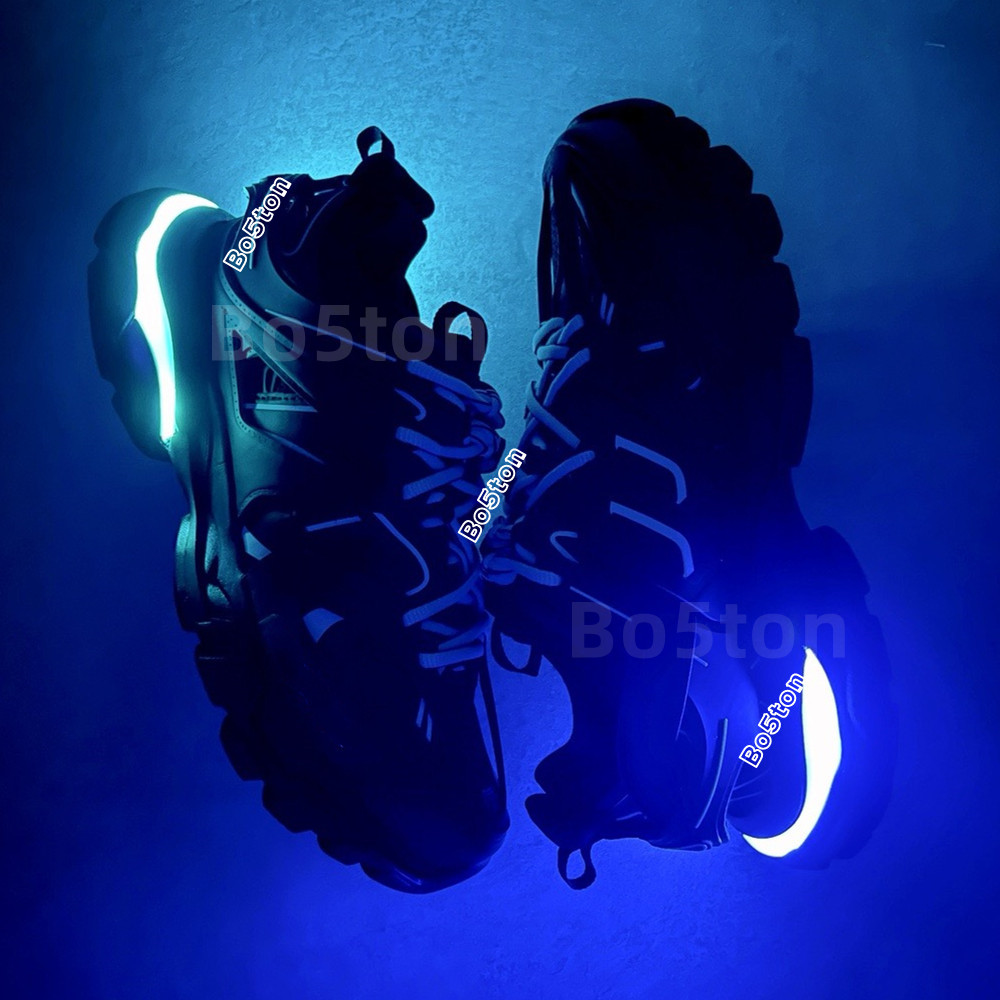 Designer Casual Shoes For Men Women Track LED 3 3.0 Platform Sneakers Black White Grey Blue Pink Yellow Red Silvery Leather Printed Luxury Mens Trainers Size 35-45