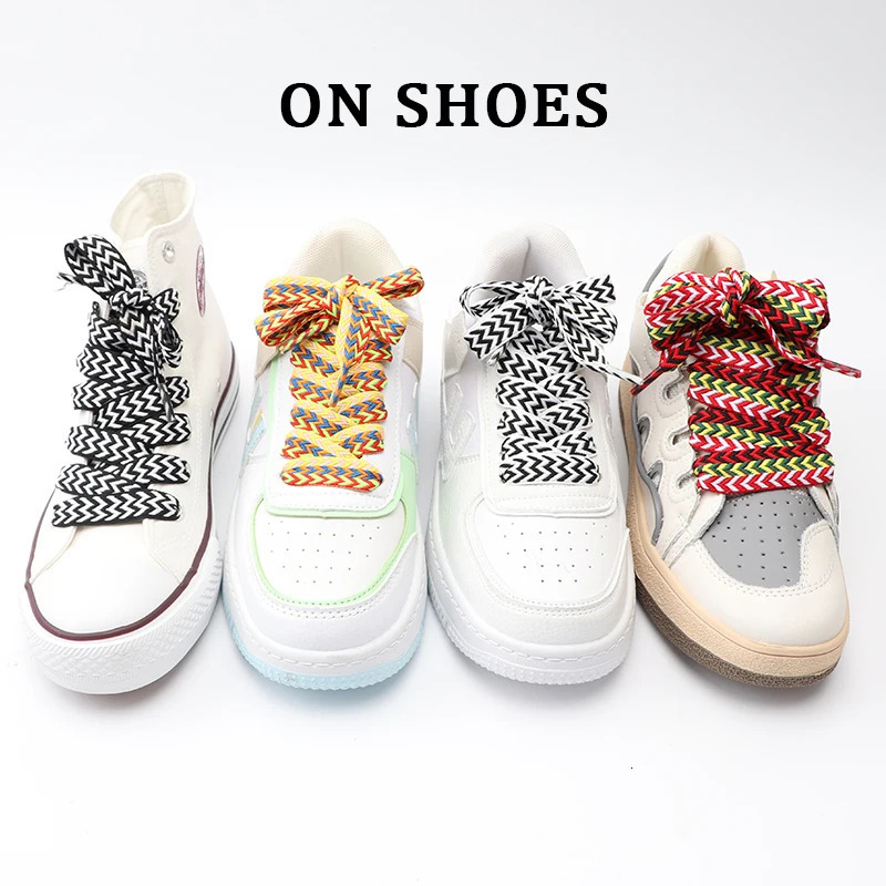 Flat Shoelaces for Sneakers Wavy Bread Shoe Laces y Shoelace Width 15cm2cm3cm Trend Lace Rope Shoes Strings 250219