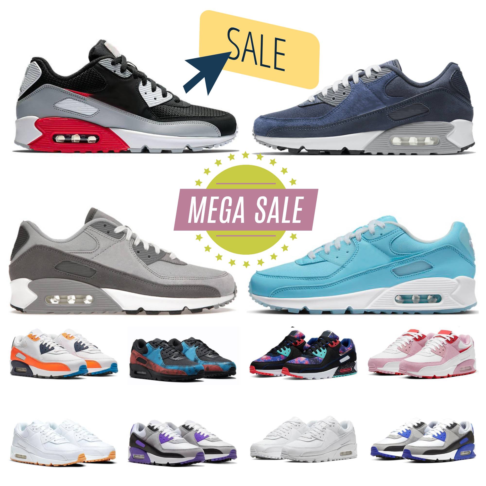 90 Running Casual shoes women mens 90s Triple White Black Wolf Grey University Blue Leather Mesh Supernova Dust Grey Malt Camo Batman Valentines Day trainer Sneakers