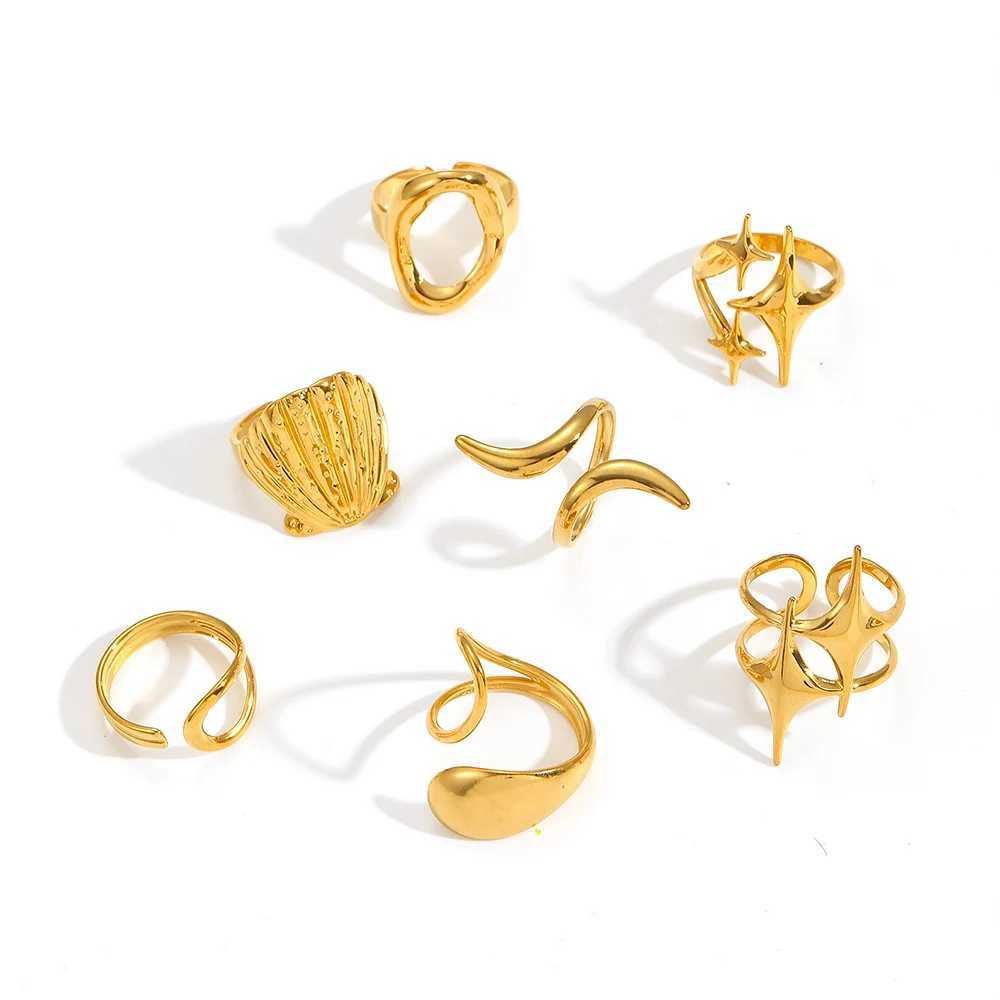New Fashion Stainless Steel Chunky Smooth Rings For Women Creative Water Drop Shape Rings Jewelry GiftXJ250219