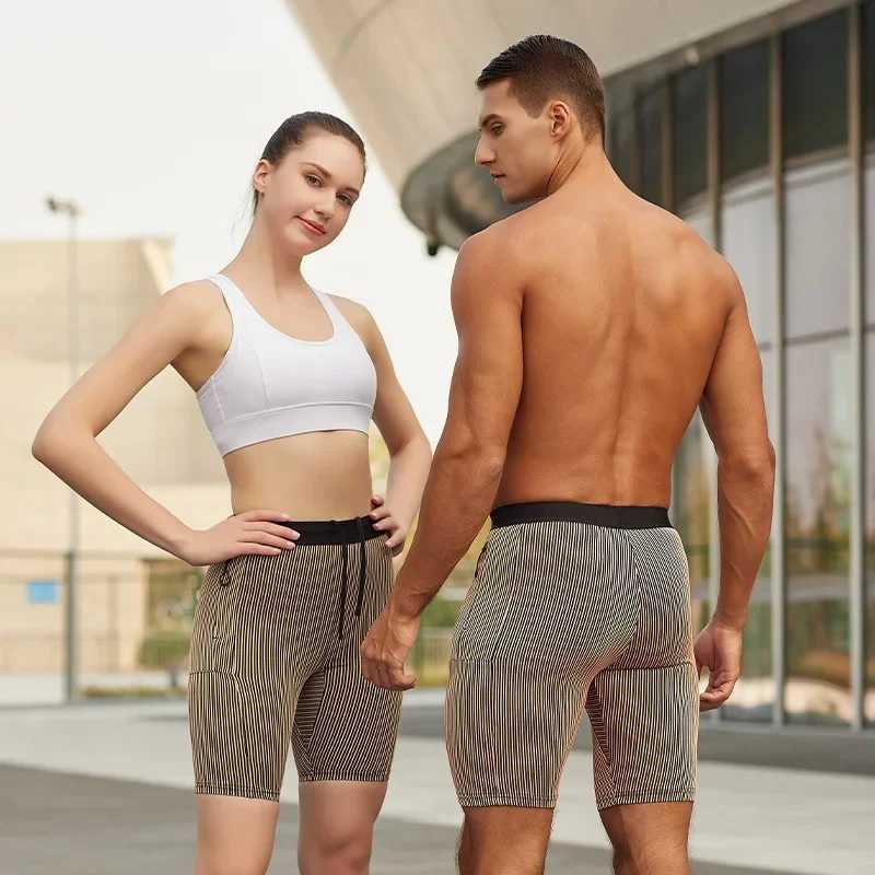 Quick drying outdoor running tight shorts mens sports fitness five point pants elastic breathable L training compression pants W250219