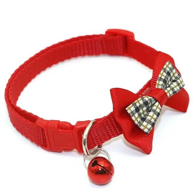 1Pcs Adjustable Lattice Bow Tie for Dogs Cats Beautiful Collar with Bell Christmas New Year Gift for Puppies Pet Accessories W250219
