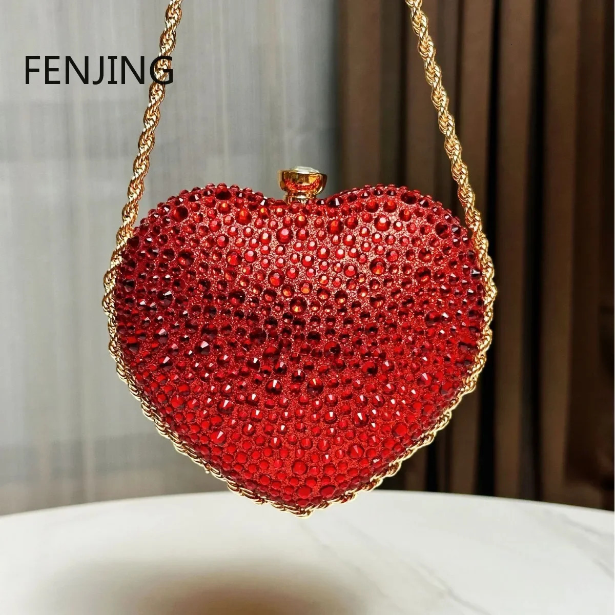 y Diamond Inlay Heart Shape Crystal Clutch Purse Stones Wedding Party Evening Shoulder Bag Rhinestone Clutches Bags 250218