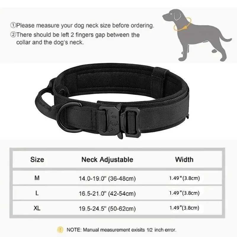 Nylon Tactical Dog Collar with Handle Adjustable and Durable Suitable for Medium Large Dogs Accessories Pet Items W250219