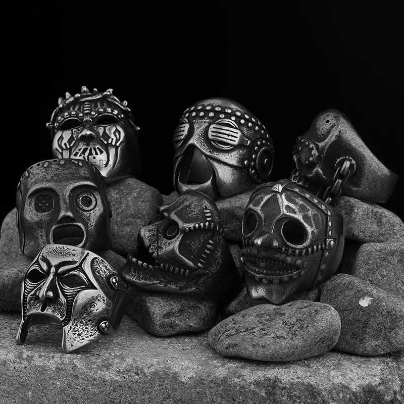 2023 Mens Slipknot Skull Mask Band Ring Gothic 316L Stainless Steel Anel Motorcycle jewelry Party Halloween Gift free shippingXJ250219
