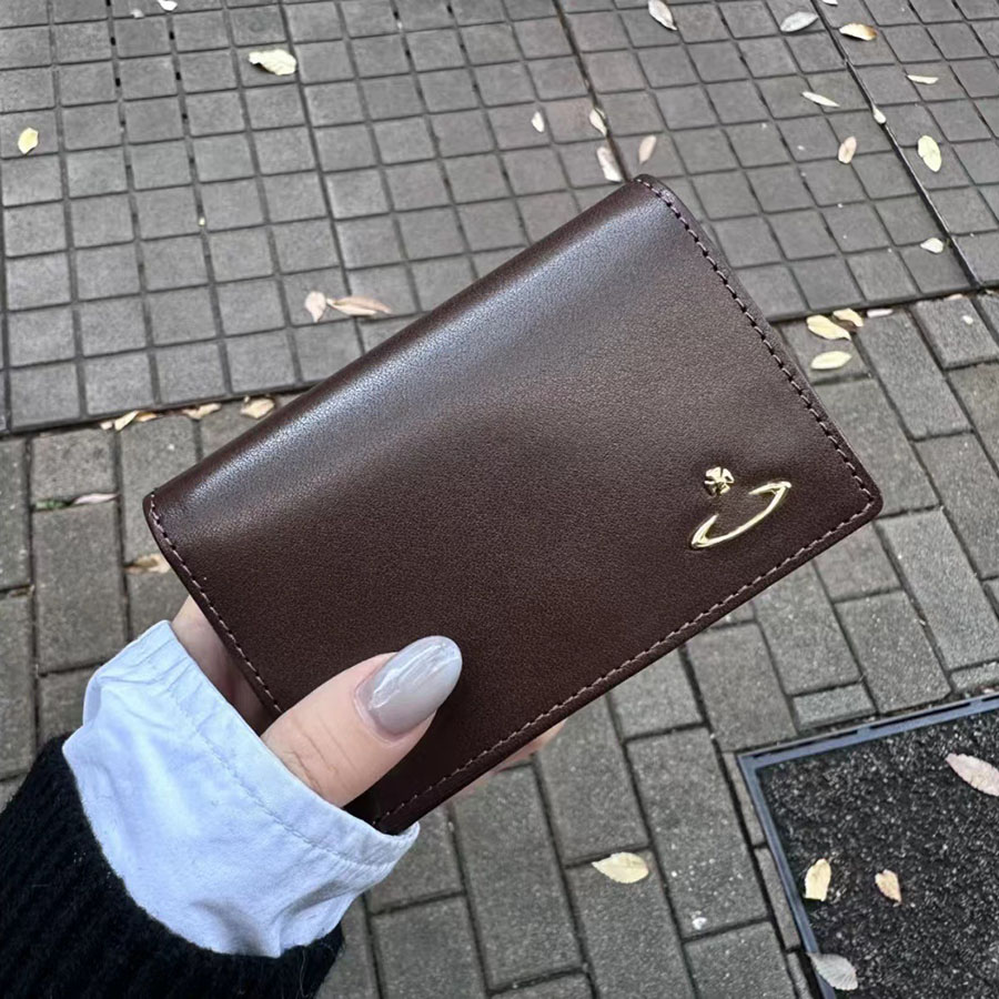 Designer Wallet planet bags designer British niche Saturn bag Solid color clutch Horizontal leather holder Brown unisex card bag mall saturn purses Punk fashion
