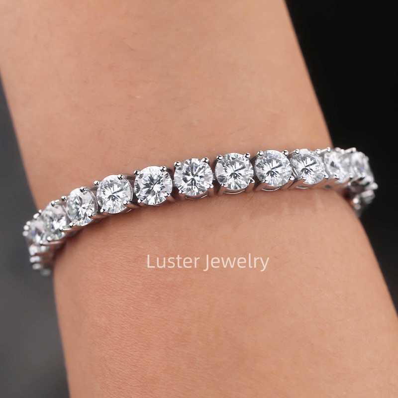 Luster Jewellery VVS D White 3/4/5mm Chain 925 Sterling Silver Moissanite Tennis Bracelet